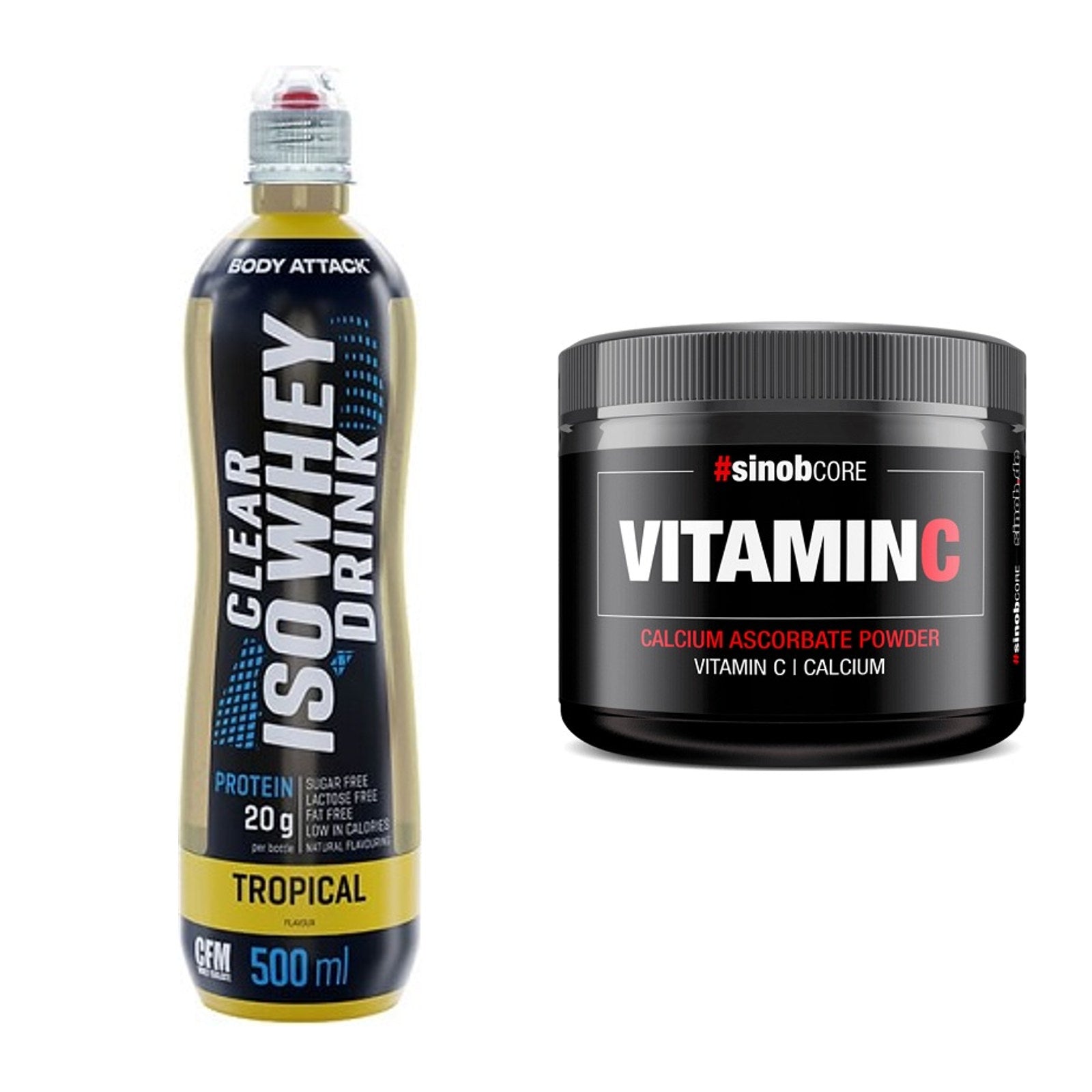 Basis-Set: Body Attack Clear Iso Whey + Sinob Vitamin C Calcium – alle enthaltenen Artikel