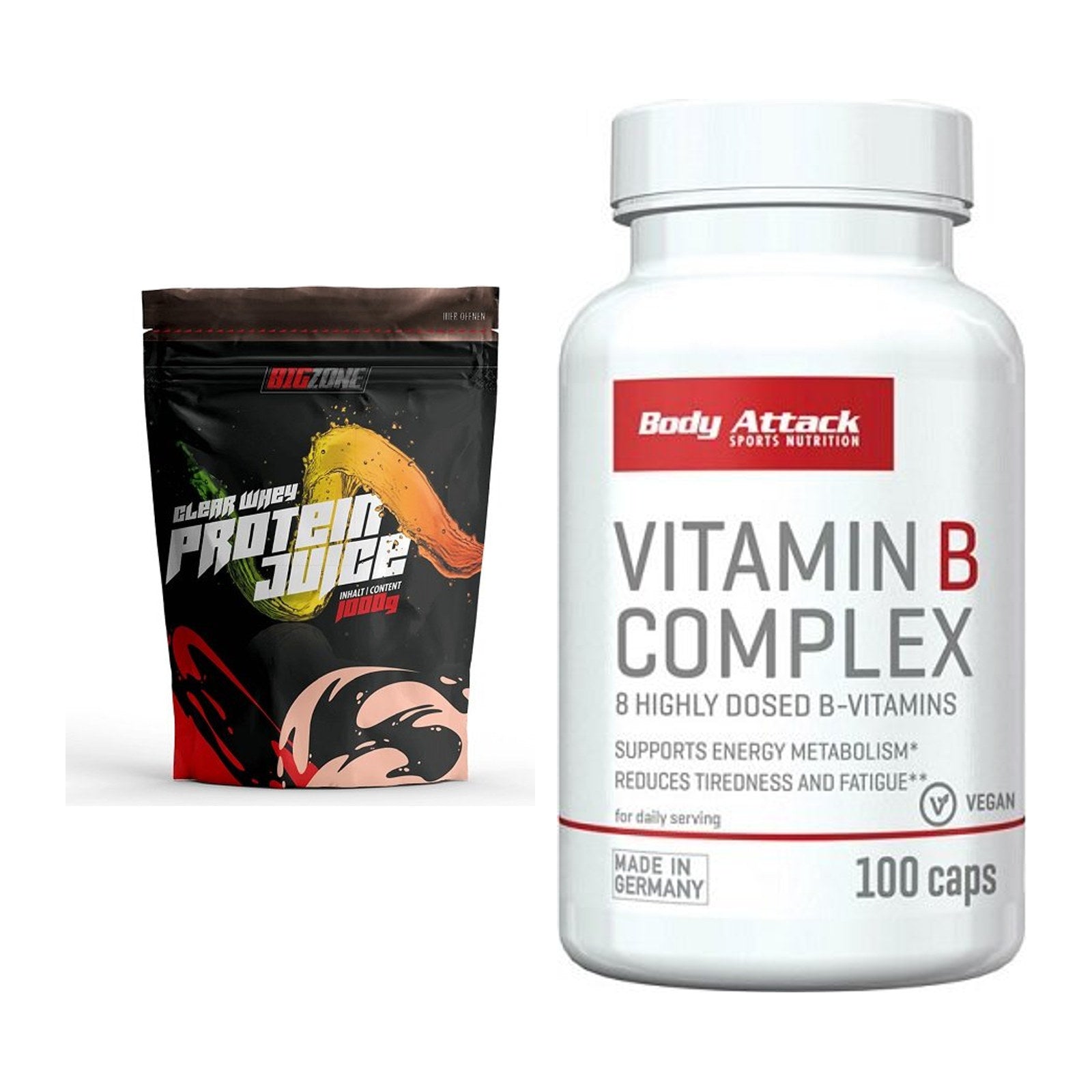Basis-Set: Big Zone Clear Whey Protein + Body Attack Vitamin – alle enthaltenen Artikel