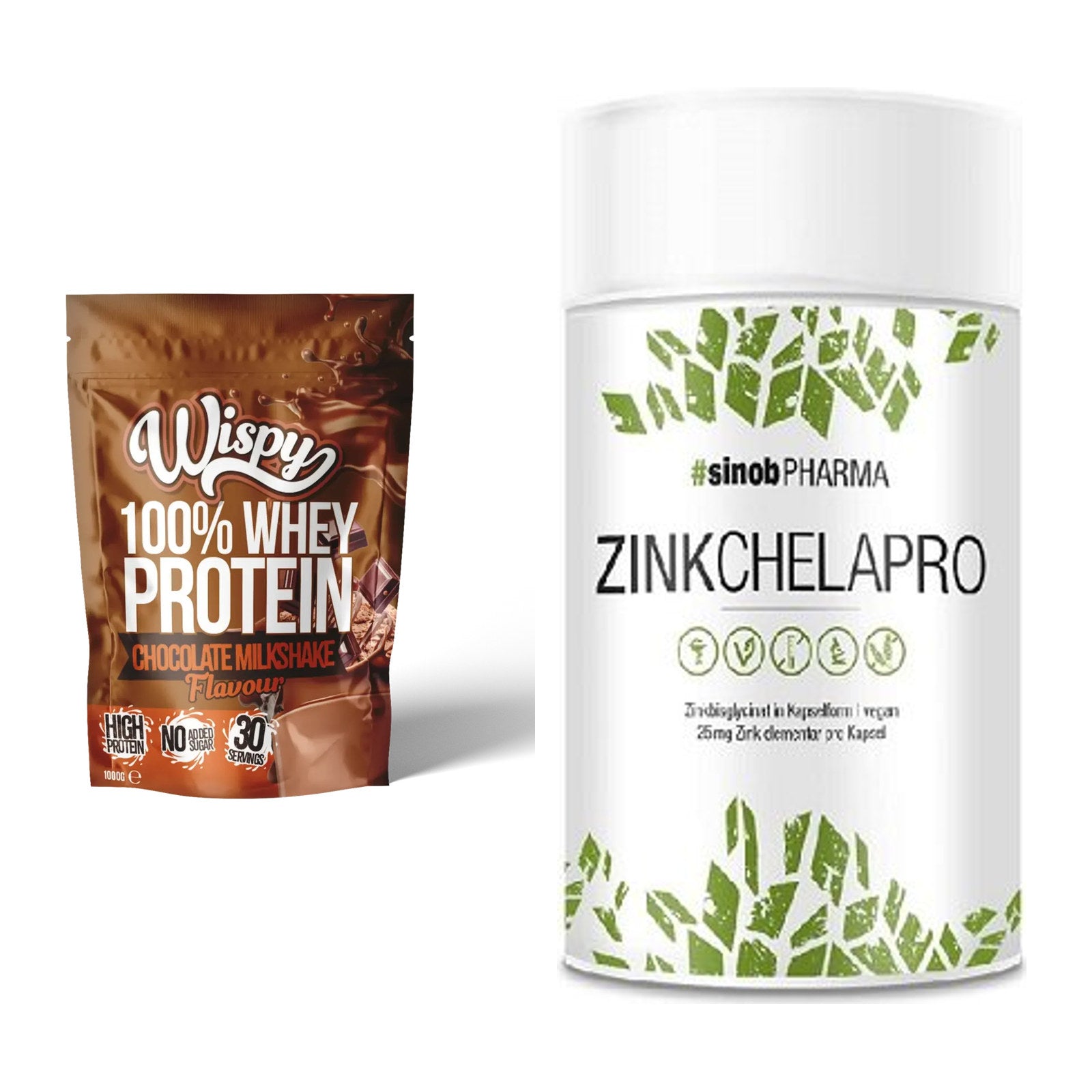 Basis-Set: Wispy Whey 100% + Sinob Zink Chelapro – alle enthaltenen Artikel