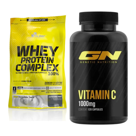 Basis-Set: Olimp Whey Protein Complex 100% + GN Vitamin C Health Line – alle enthaltenen Artikel