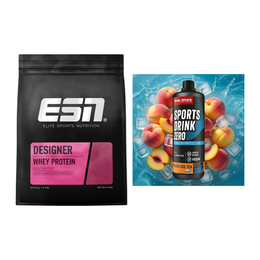 Basis-Set: ESN Designer Whey + Body Attack Sports Drink Zero – alle enthaltenen Artikel
