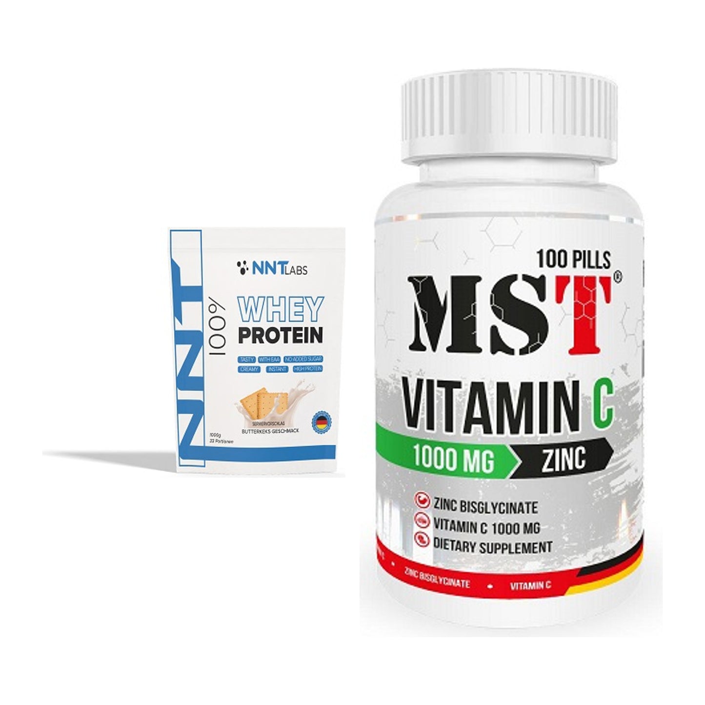 Basis-Set: NNT Whey + MST Vitamin C 1000 + Zinc 100 – alle enthaltenen Artikel
