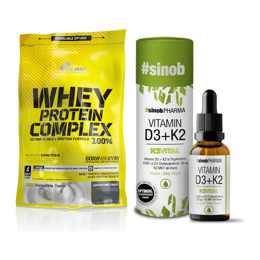 Basis-Set: Olimp Whey Protein Complex + Sinob Vitamin D3 + K2 – alle enthaltenen Artikel