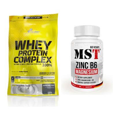 Basis-Set: Olimp Whey Protein Complex + MST Zinc + Magnesium + B6 60 – alle enthaltenen Artikel