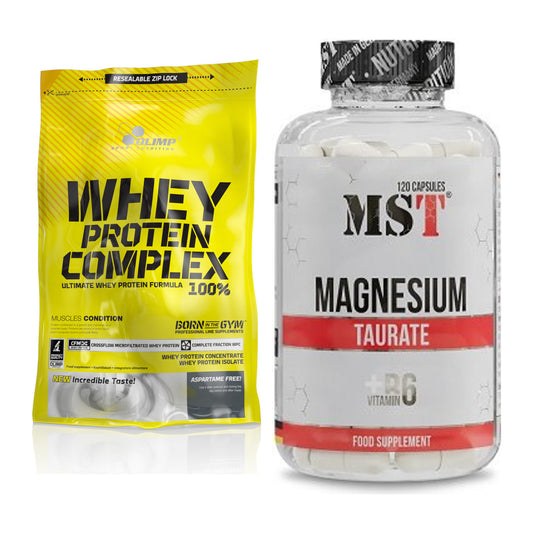 Basis-Set: Olimp Whey Protein Complex 100% + MST Magnesium Taurat – alle enthaltenen Artikel