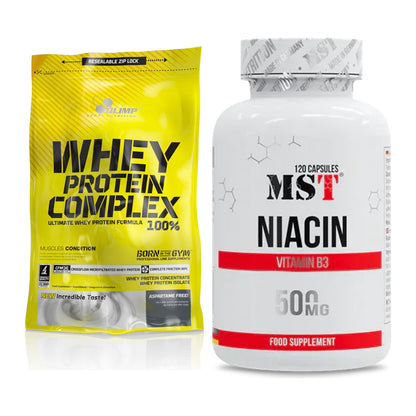 Basis-Set: Olimp Whey Protein Complex 100% + MST Niacin – alle enthaltenen Artikel