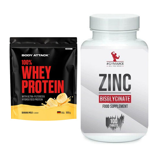Basis-Set: Body Attack 100% Whey Protein + #GYMJUICE ZINC Bisglycinate – alle enthaltenen Artikel