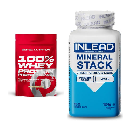 Basis-Set: Scitec 100% Whey Protein + INLEAD Mineral Stack – alle enthaltenen Artikel