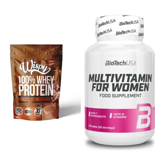 Basis-Set: Wispy Whey 100% + BioTech Multivitamin für Frau 60 – alle enthaltenen Artikel