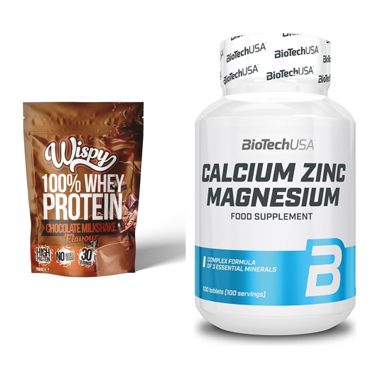 Basis-Set: Wispy Whey 100% + BioTech Calcium Zinc Magnesium 100 – alle enthaltenen Artikel
