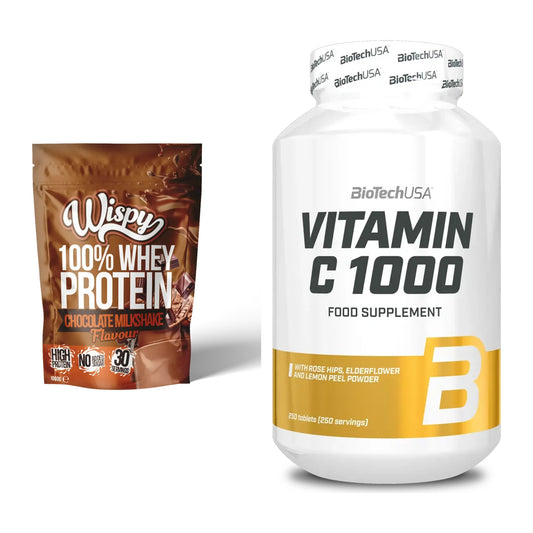 Basis-Set: Wispy Whey 100% + BioTech Vitamin C 1000 250 Tabl. – alle enthaltenen Artikel