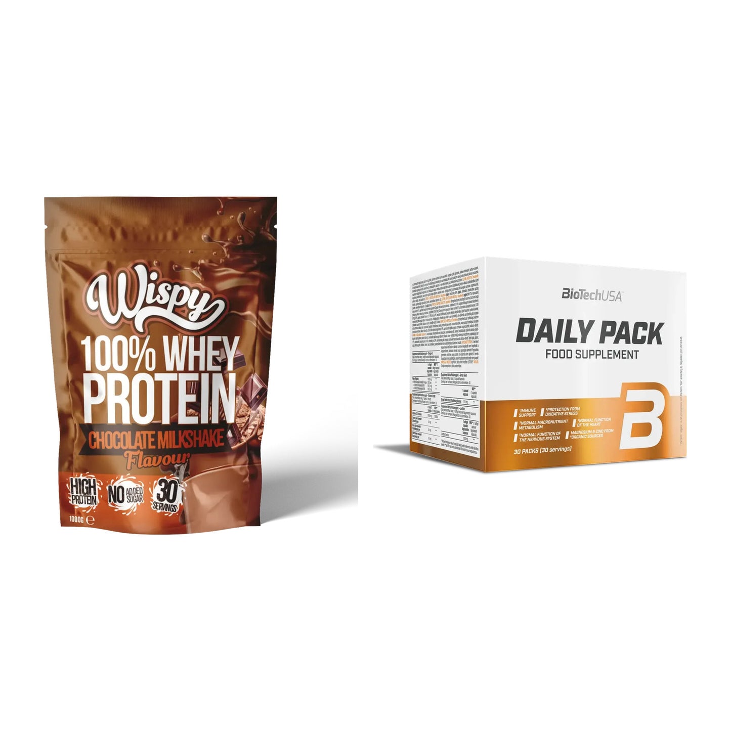 Basis-Set: Wispy Whey 100% + BioTech Daily Packs 30 Packs – alle enthaltenen Artikel