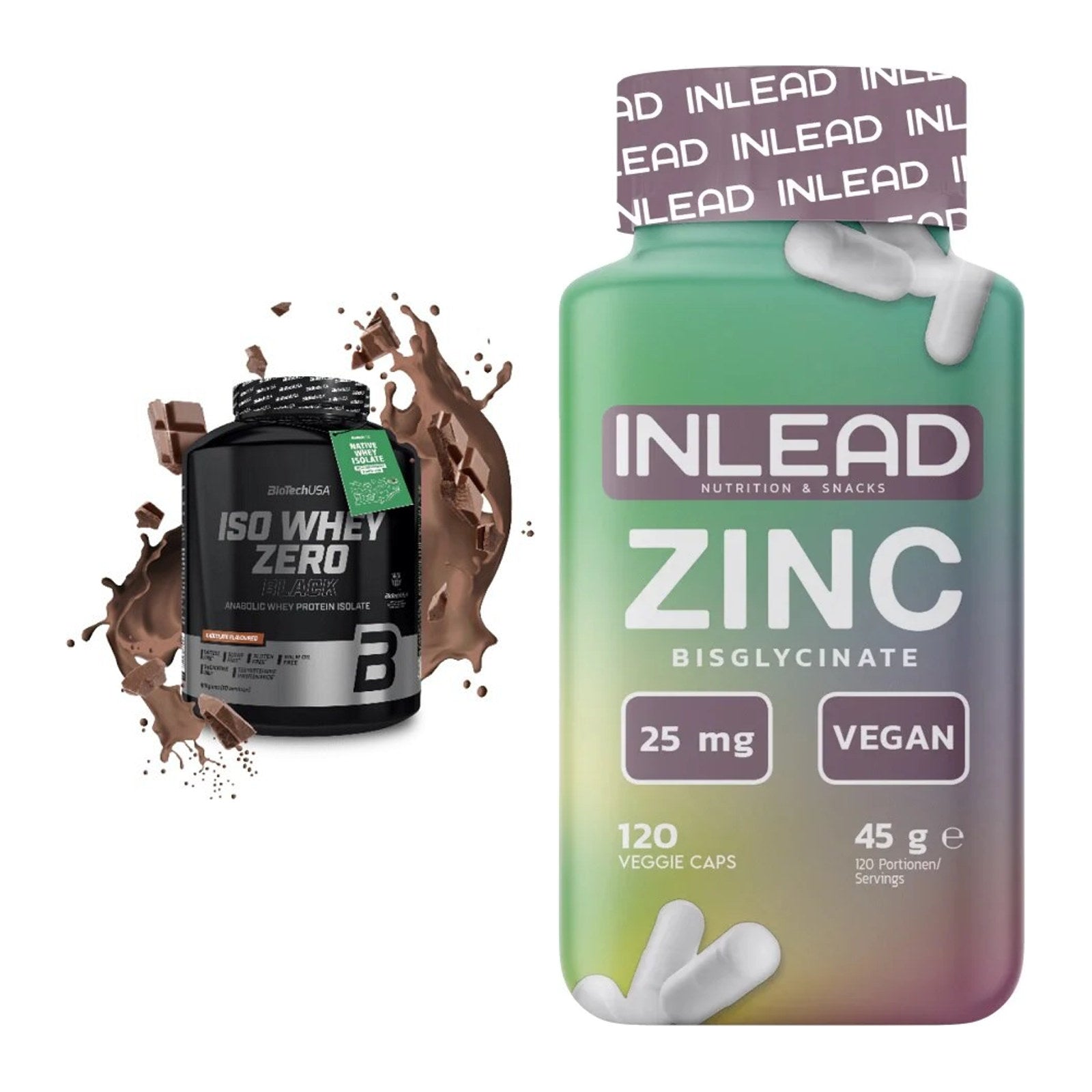 Basis-Set: BioTech Iso Whey Zero Black + INLEAD Zink Bisglycinate – alle enthaltenen Artikel