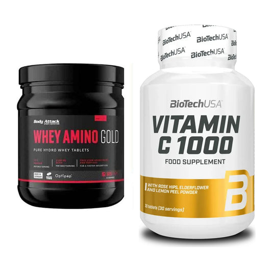 Basis-Set: Body Attack Whey Amino Gold + BioTech Vitamin C 1000 30 – alle enthaltenen Artikel