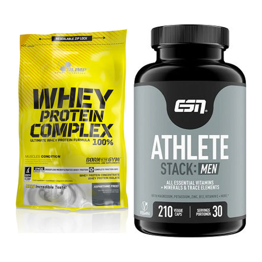 Basis-Set: Olimp Whey Protein Complex 100% + ESN Athlete Stack:MEN – alle enthaltenen Artikel
