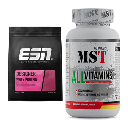 Basis-Set: ESN Designer Whey + MST All Vitamins 60 Pillen – alle enthaltenen Artikel