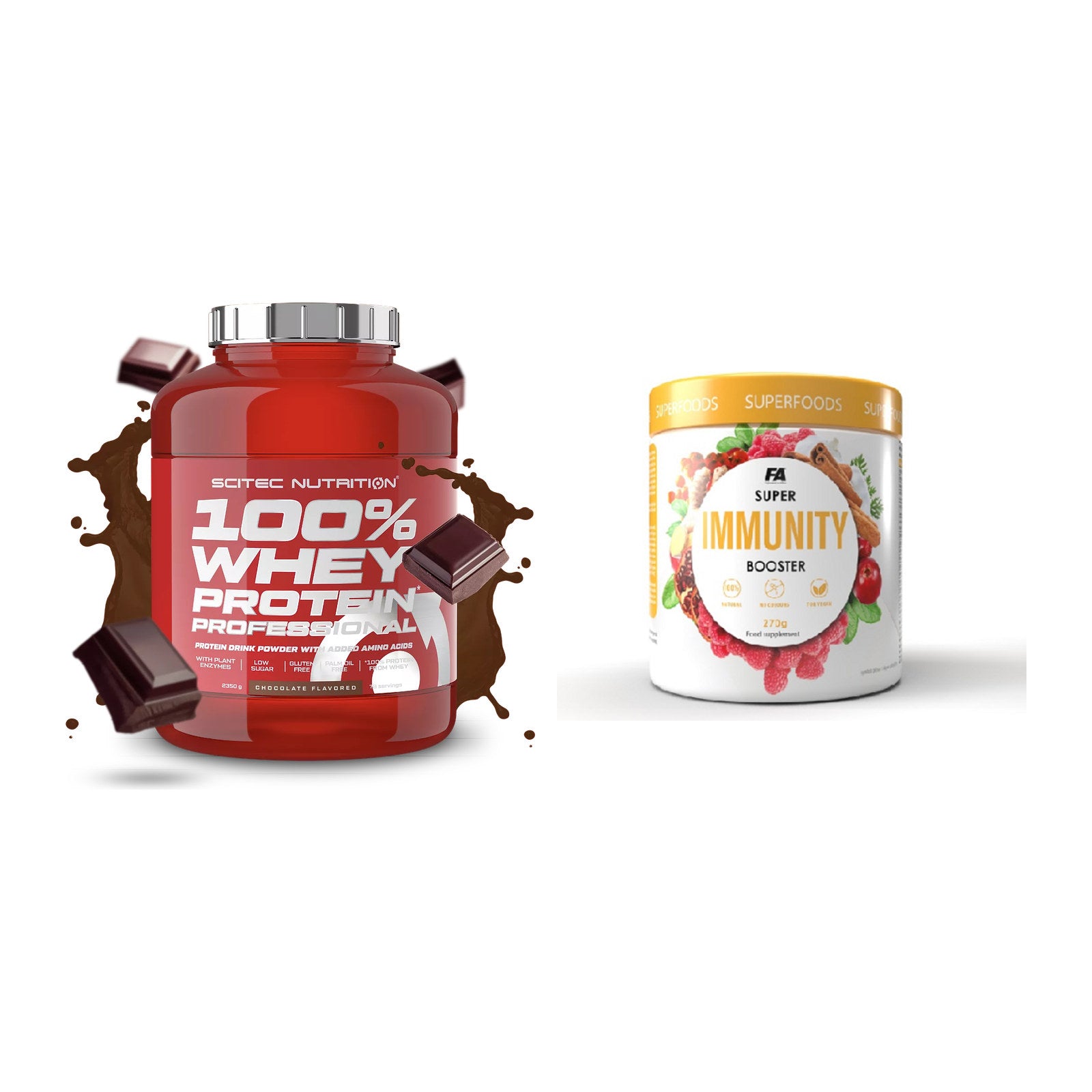 Basis-Set: Scitec 100% Whey + FA Nutrition Wellnes Line – alle enthaltenen Artikel