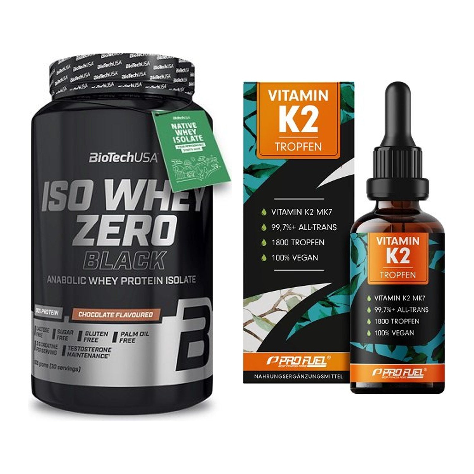 Basis-Set: BioTech Iso Whey Zero Black + ProFuel Vitamin K2 (1800 – alle enthaltenen Artikel