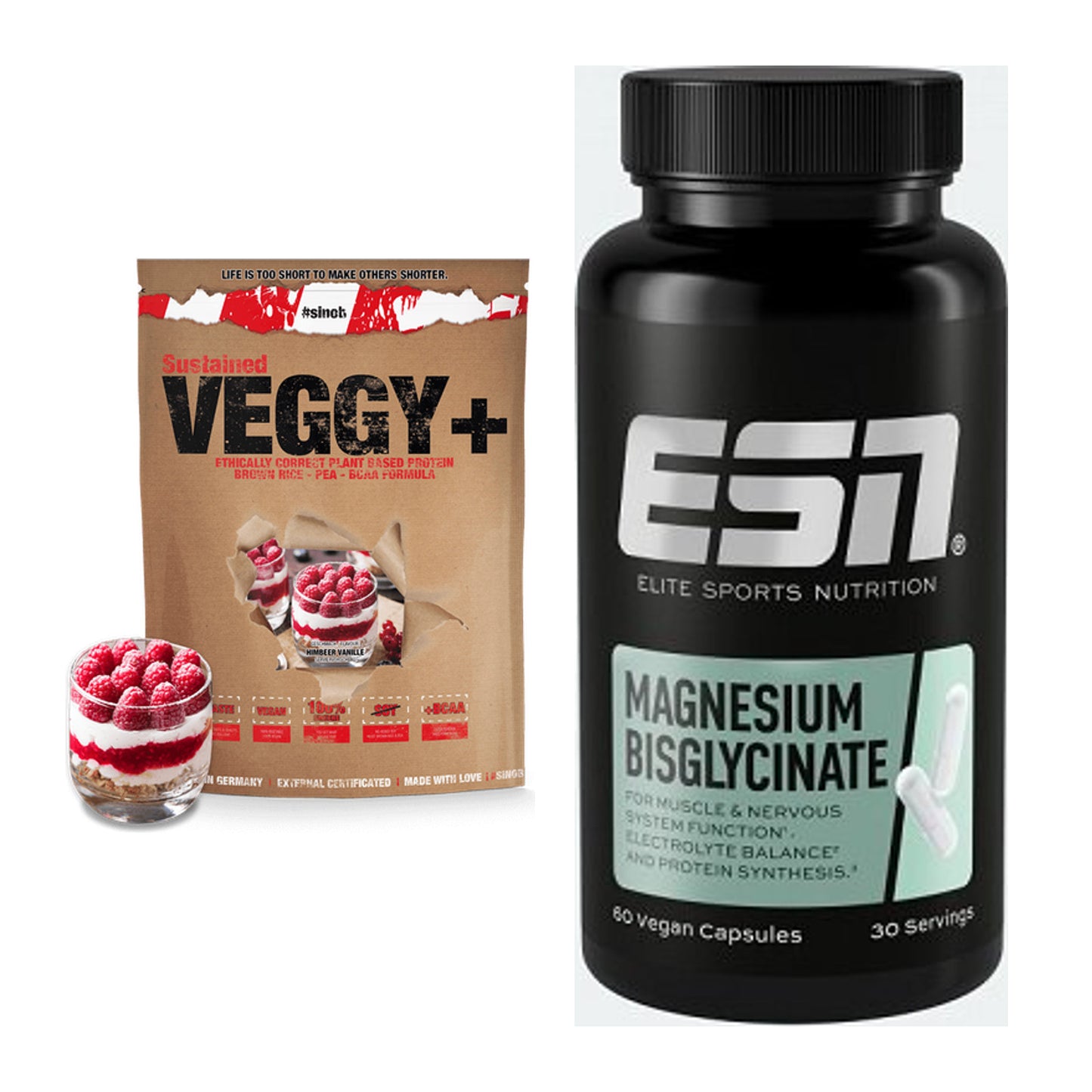 Basis-Set: Sinob VEGGY + VEGAN PROTEIN + ESN Magnesium Bisglycinate – alle enthaltenen Artikel