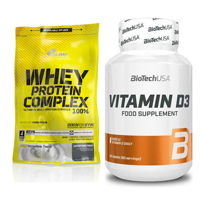Basis-Set: Olimp Whey Protein Complex 100% + BioTech Vitamin D3 – alle enthaltenen Artikel