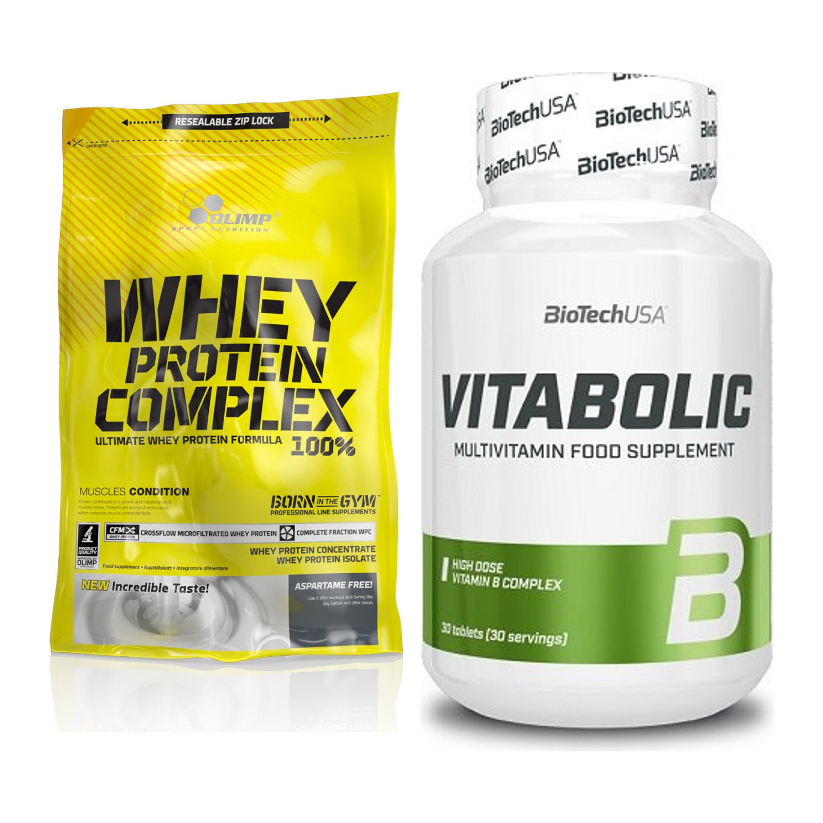 Basis-Set: Olimp Whey Protein Complex + BioTech Vitabolic 30 Tabl. – alle enthaltenen Artikel