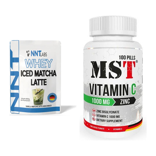 Basis-Set: NNT Whey ICED MATCHA LATTE + MST Vitamin C 1000 + Zinc 100 – alle enthaltenen Artikel