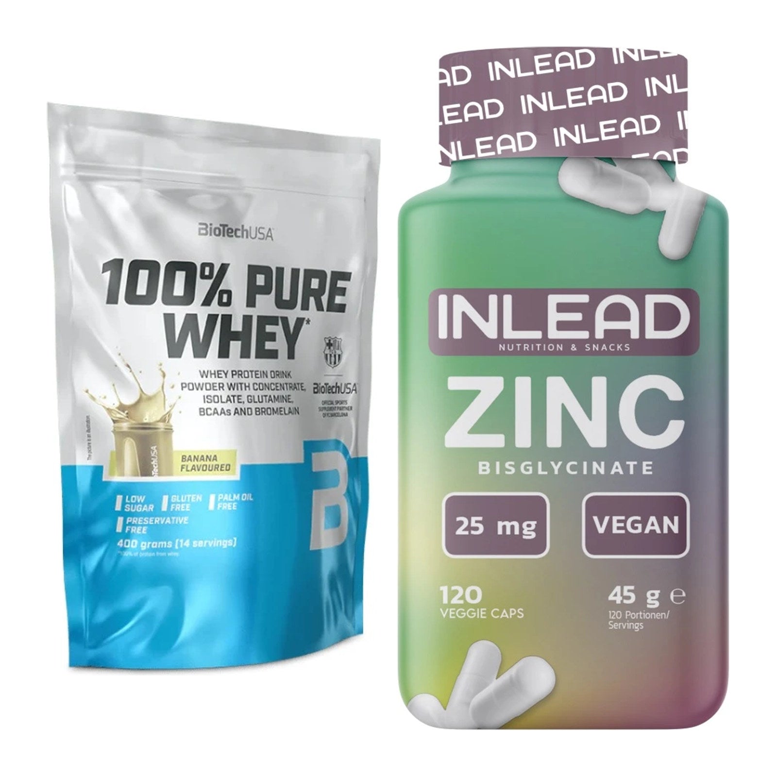 Basis-Set: BioTech 100% Pure Whey + INLEAD Zink Bisglycinate – alle enthaltenen Artikel