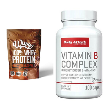 Basis-Set: Wispy Whey 100% + Body Attack Vitamin B-Complex – alle enthaltenen Artikel