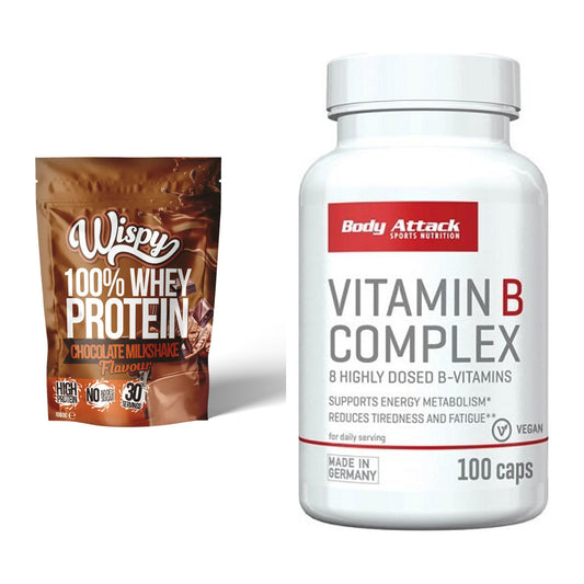 Basis-Set: Wispy Whey 100% + Body Attack Vitamin B-Complex – alle enthaltenen Artikel