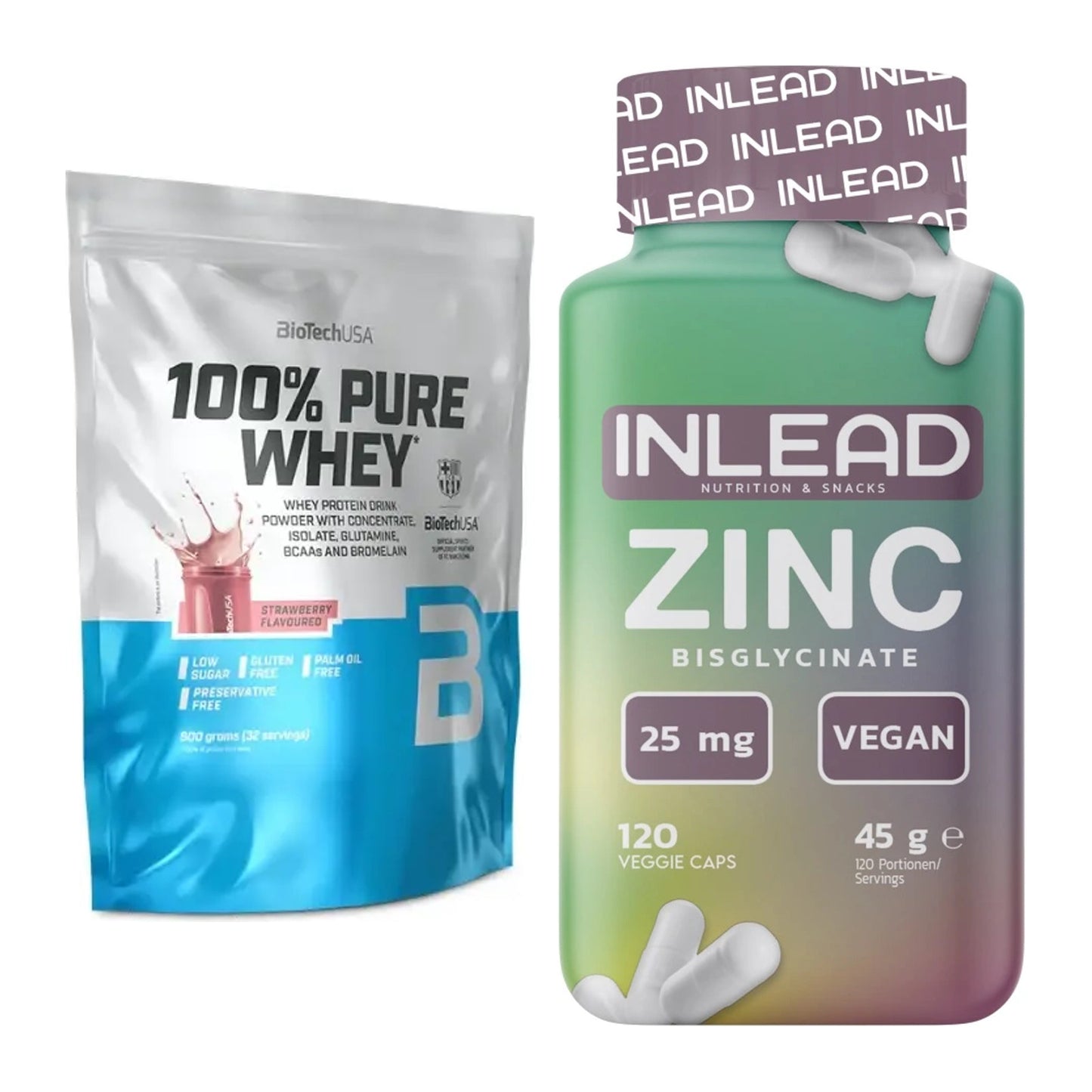 Basis-Set: BioTech 100% Pure Whey + INLEAD Zink Bisglycinate – alle enthaltenen Artikel