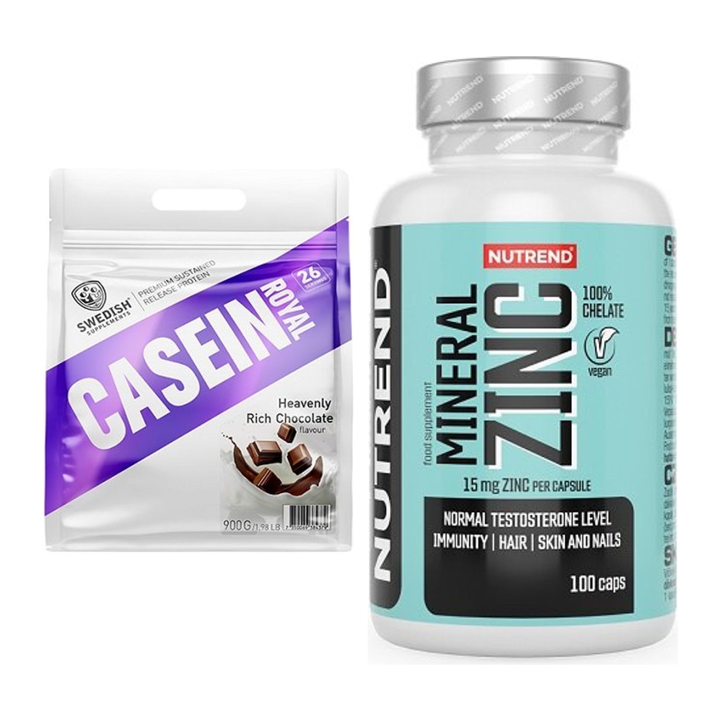 Basis-Set: Swedish Supplements Casein + Nutrend Zinc Chelate 15mg – alle enthaltenen Artikel