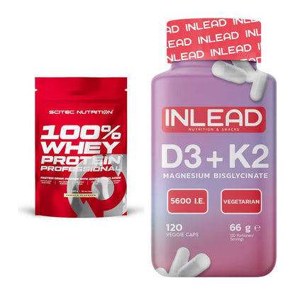 Basis-Set: Scitec 100% Whey Protein + INLEAD Vitamin D3 + K2 – alle enthaltenen Artikel