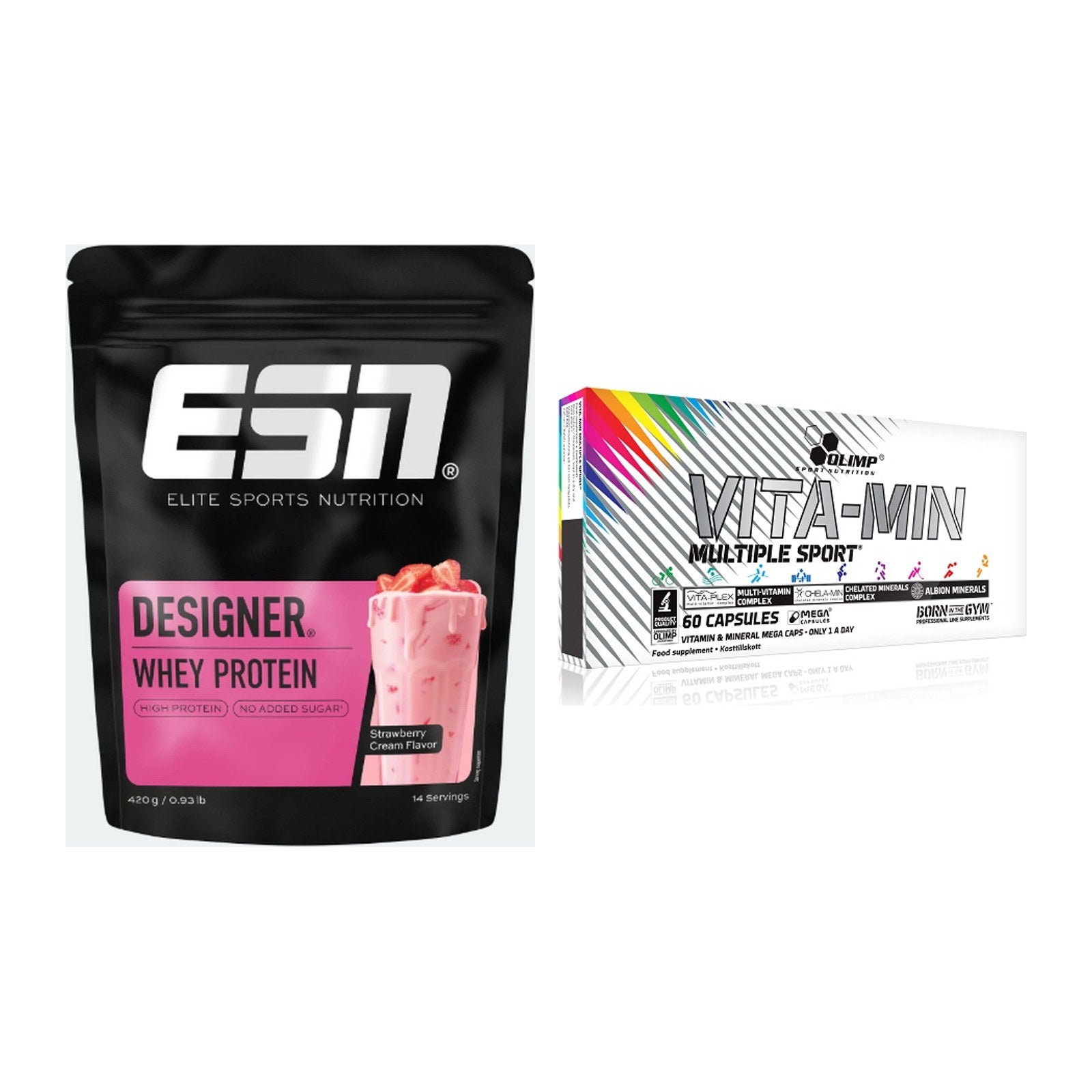 Basis-Set: ESN Designer Whey + Olimp Vita-Min Multiple Sport – alle enthaltenen Artikel