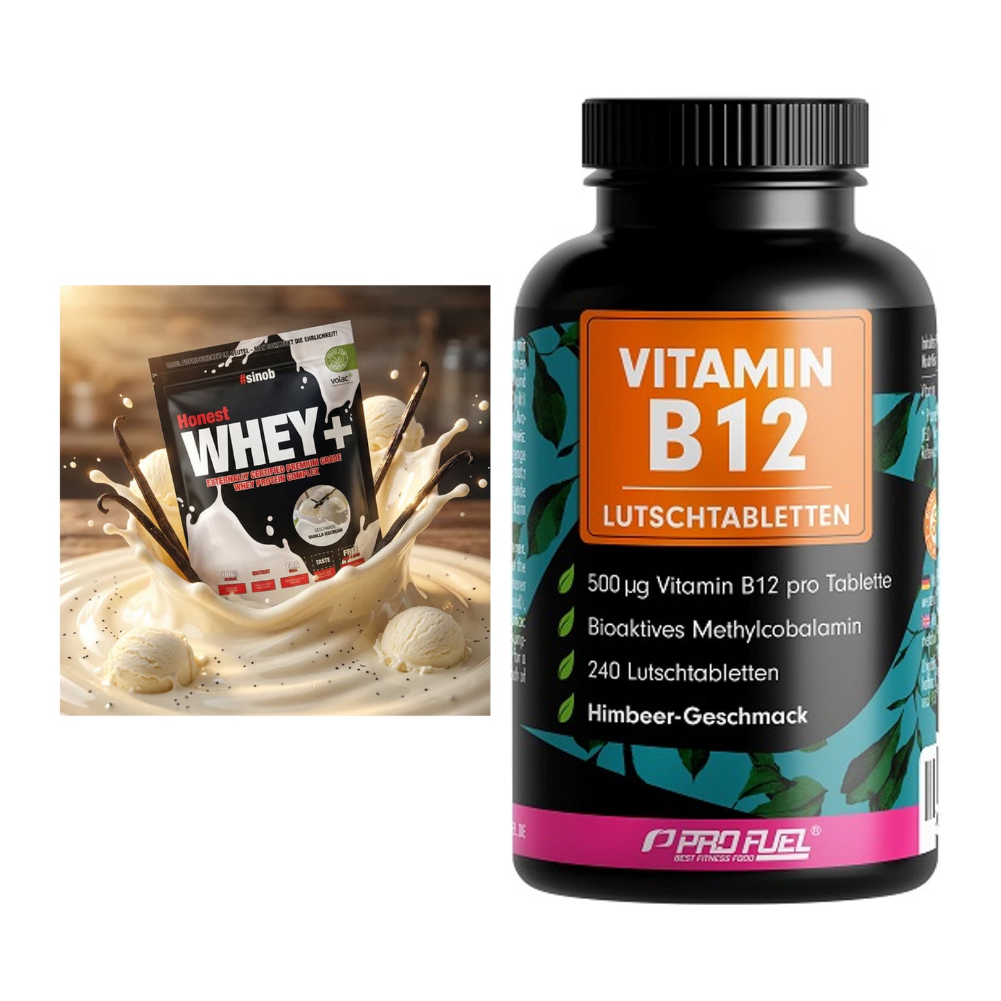 Basis-Set: Sinob Honest Whey+ + ProFuel Vitamin B12 240 – alle enthaltenen Artikel