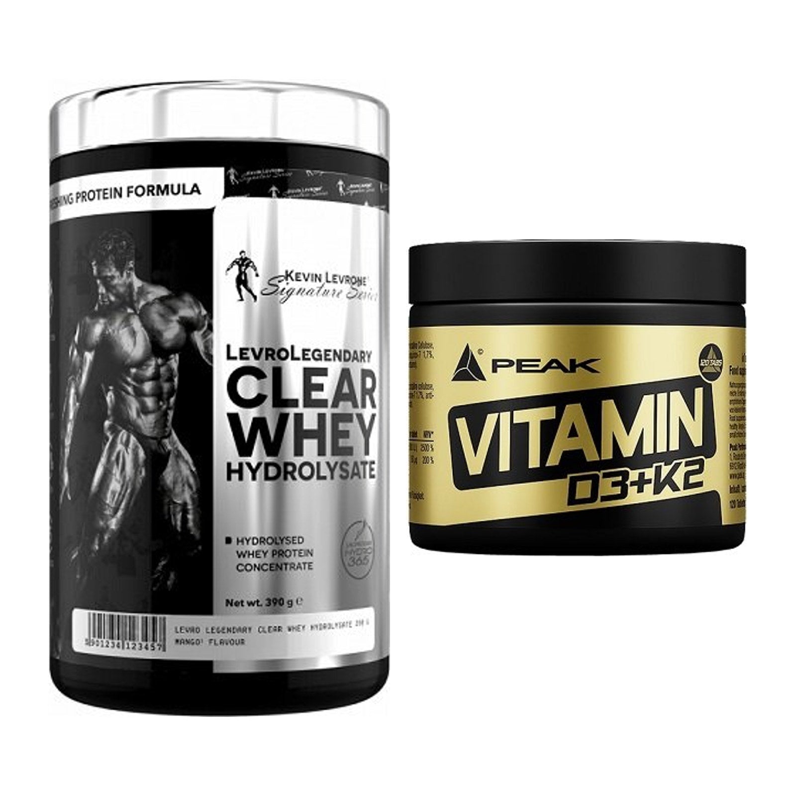 Basis-Set: Kevin Levrone Clear Whey + Peak Vitamin D3+K2 120 Tabl. – alle enthaltenen Artikel