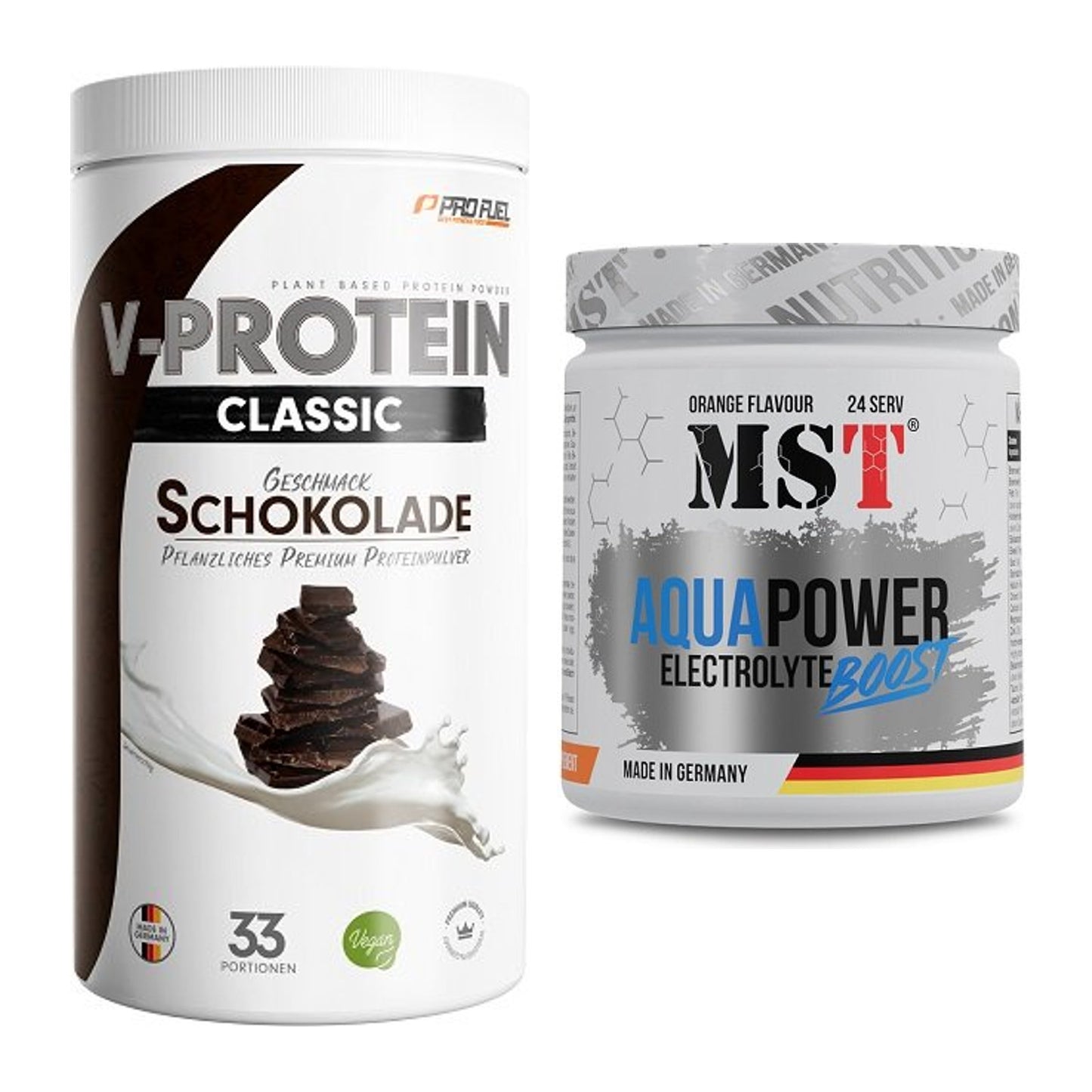 Basis-Set: ProFuel VEGAN PROTEIN + MST Aqua Power Electrolyte Boost – alle enthaltenen Artikel