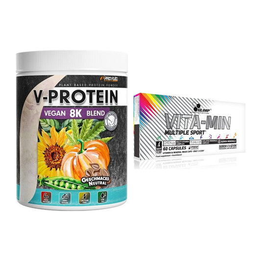 Basis-Set: ProFuel V-Protein Vegan 8K + Olimp Vita-Min Multiple – alle enthaltenen Artikel