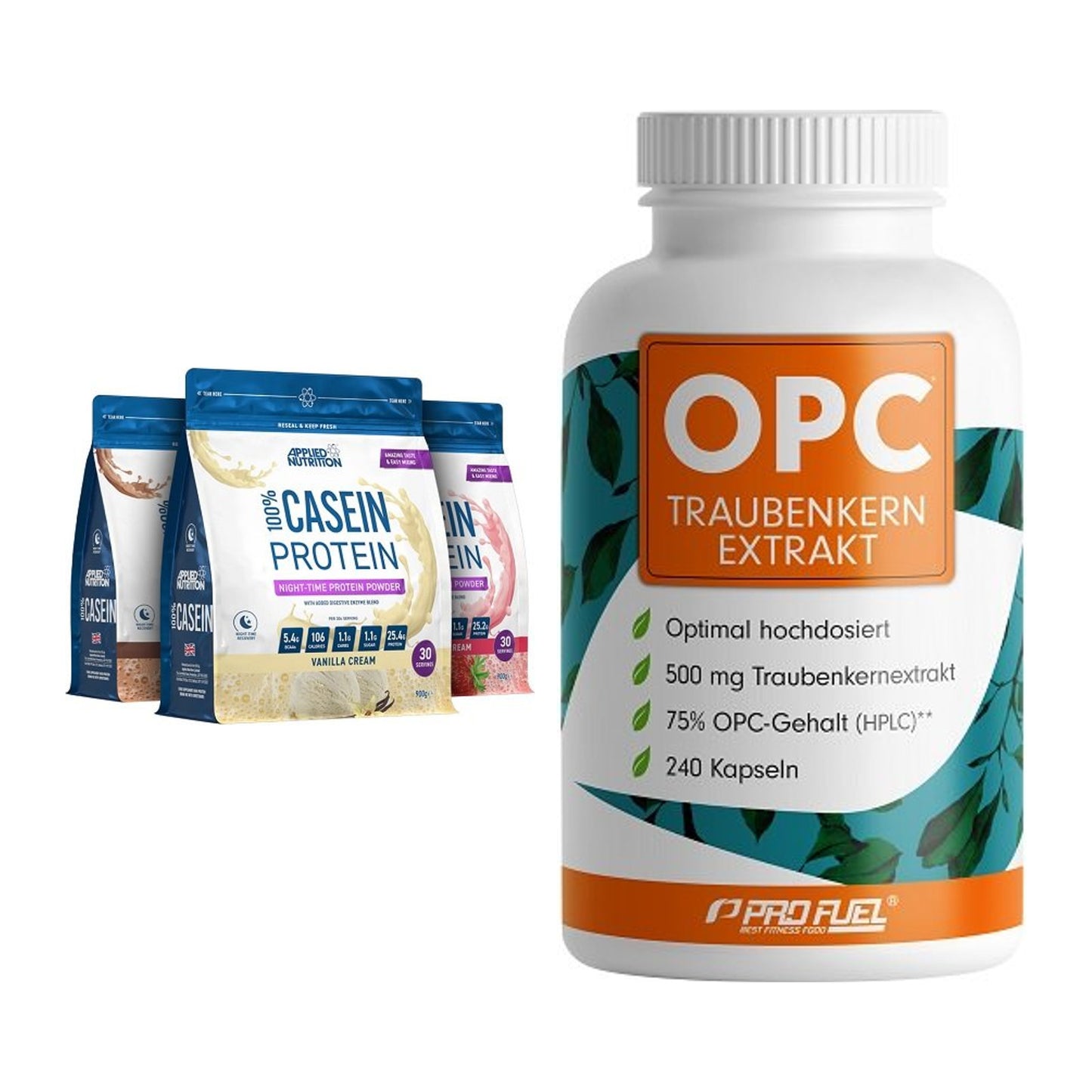 Basis-Set: Applied Nutrition 100% + ProFuel OPC Traubenkernextra – alle enthaltenen Artikel