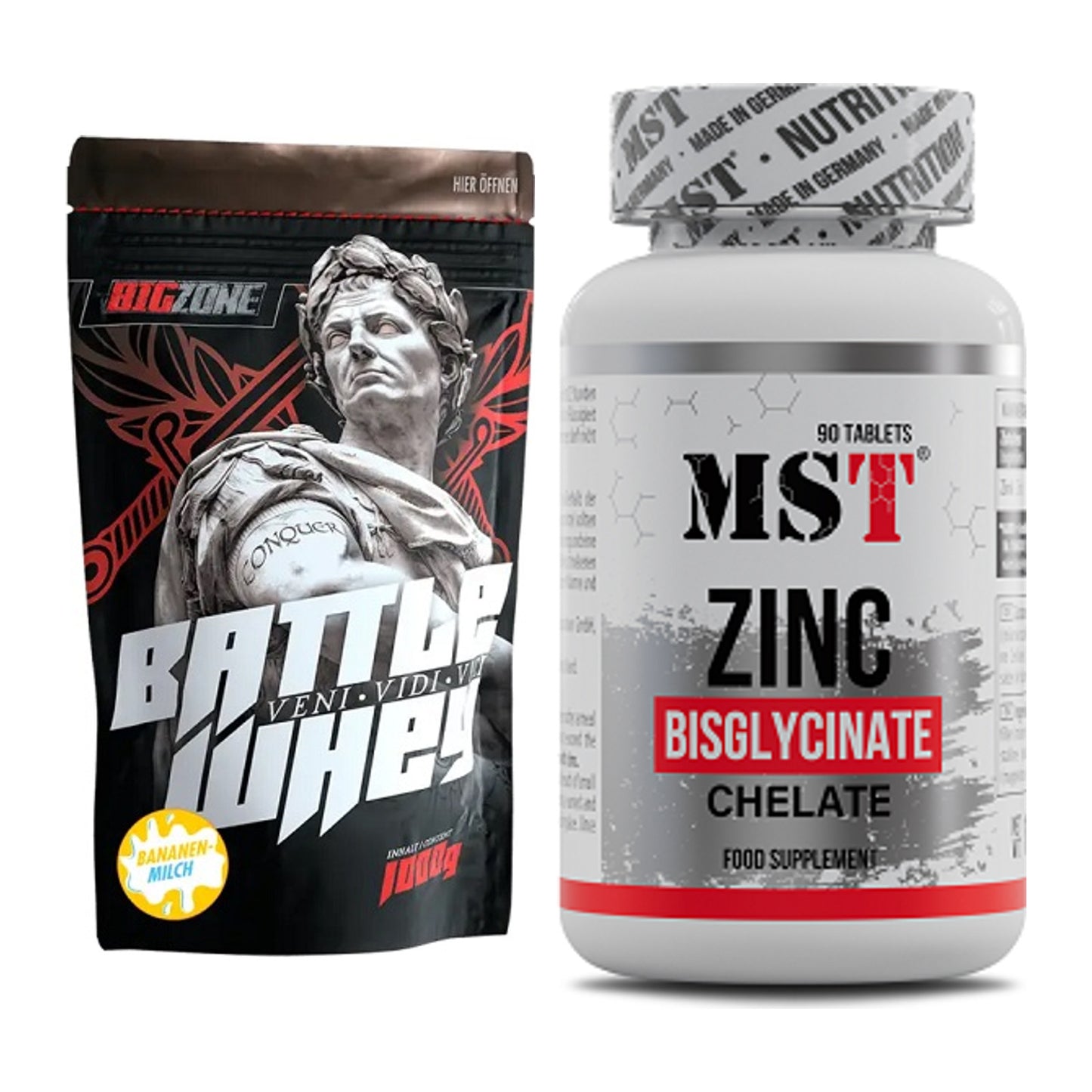 Basis-Set: Big Zone Battle Whey + MST Zinc Chelate Bisglycinate – alle enthaltenen Artikel
