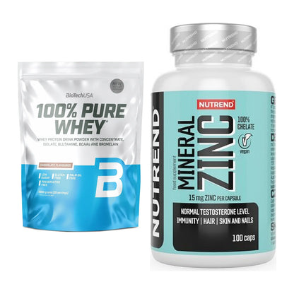 Basis-Set: BioTech 100% Pure Whey + Nutrend Zinc Chelate 15mg – alle enthaltenen Artikel