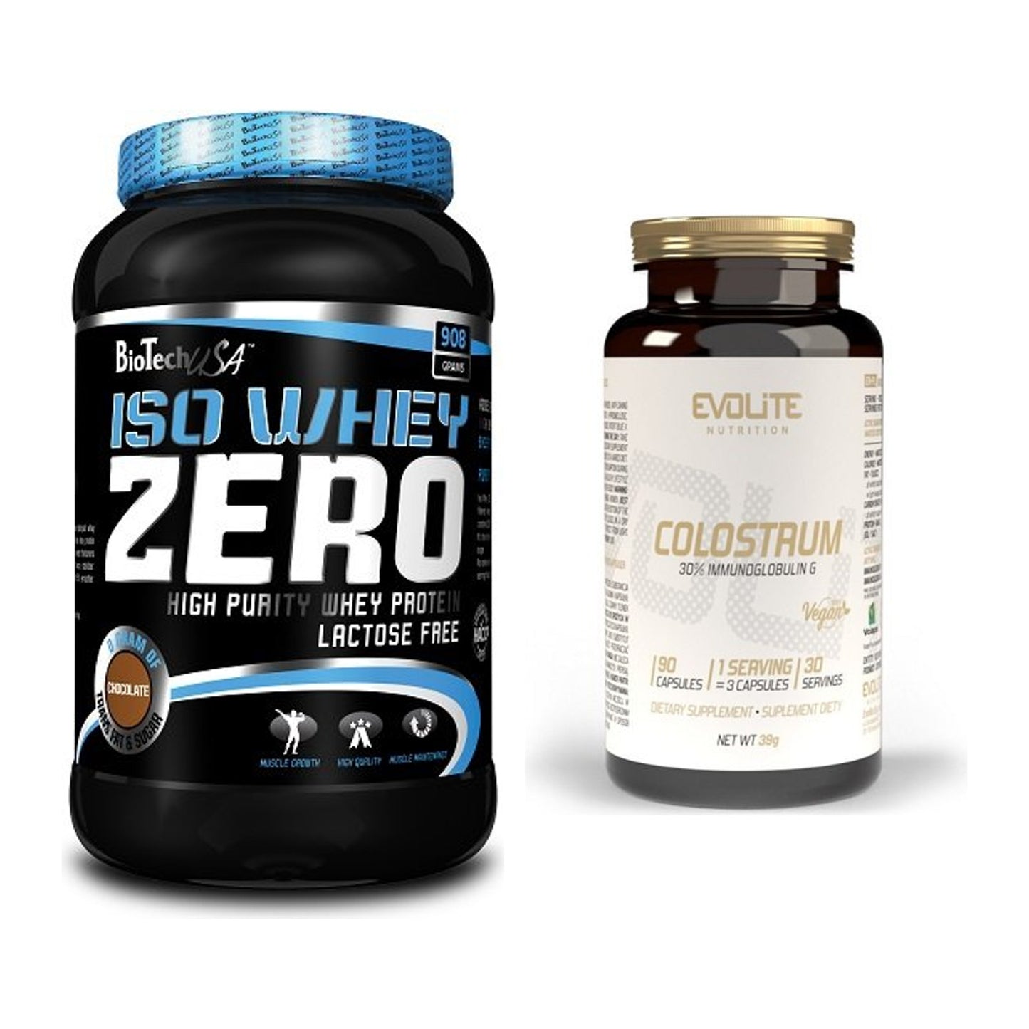 Basis-Set: BioTech Iso Whey Zero + Evolite Nutrition Colostrum 30% – alle enthaltenen Artikel
