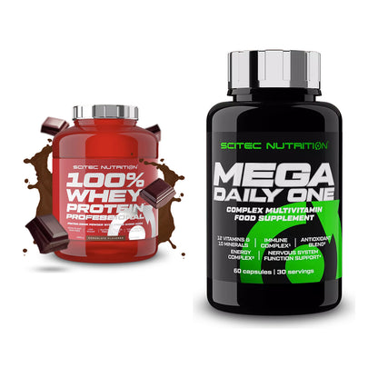 Basis-Set: Scitec 100% Whey Professional + Scitec Mega Daily One Plus – alle enthaltenen Artikel
