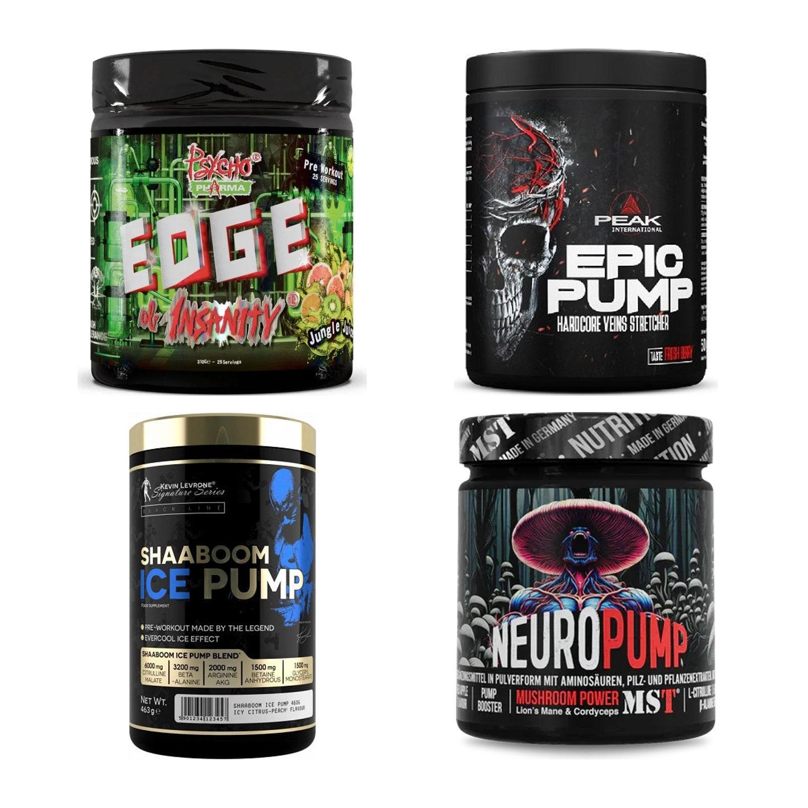 Booster-Probierset: Psycho Pharma + Peak EPIC Pump + 2 weitere – alle enthaltenen Artikel