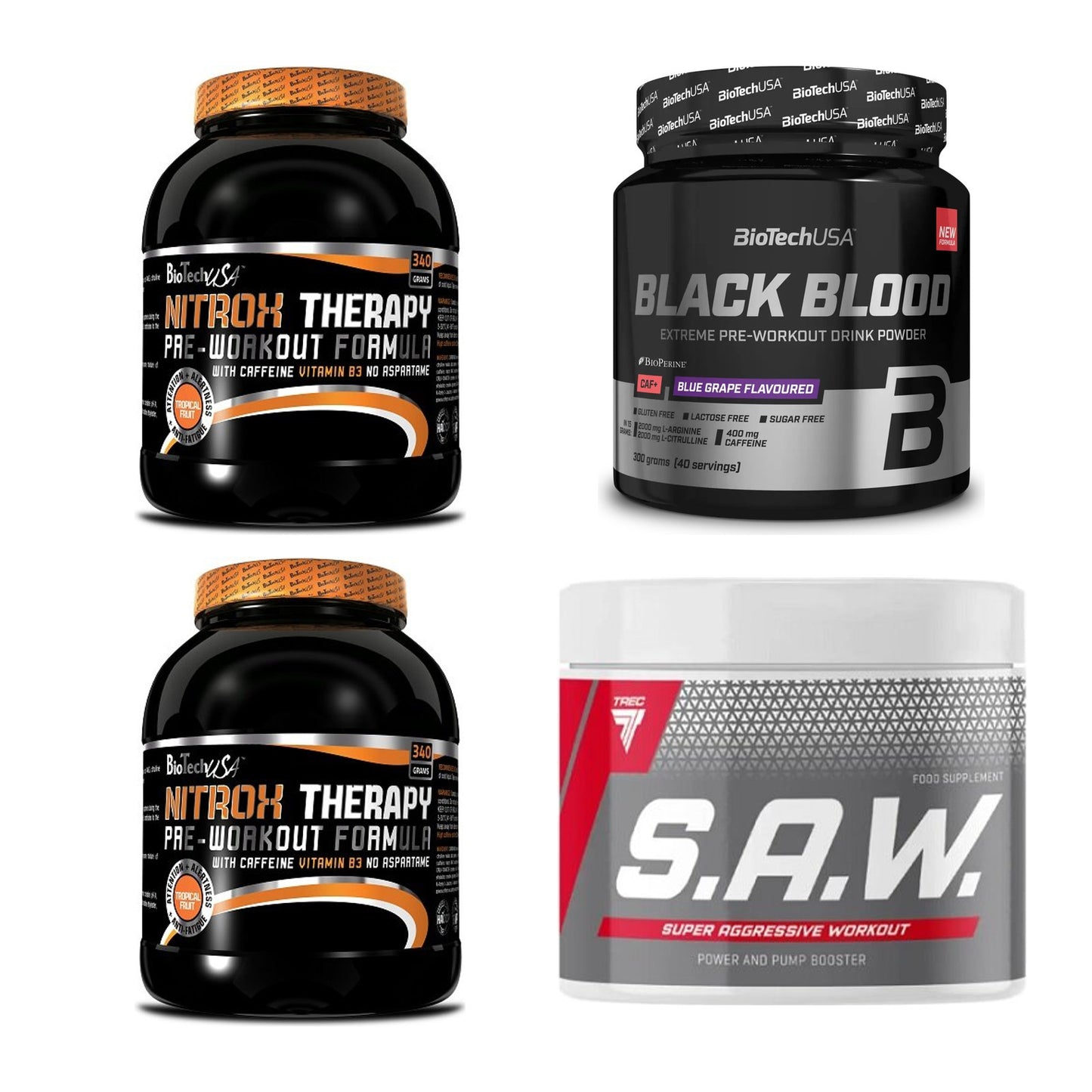 Booster-Probierset: BioTech NitroX + BioTech Black + 2 weitere – alle enthaltenen Artikel