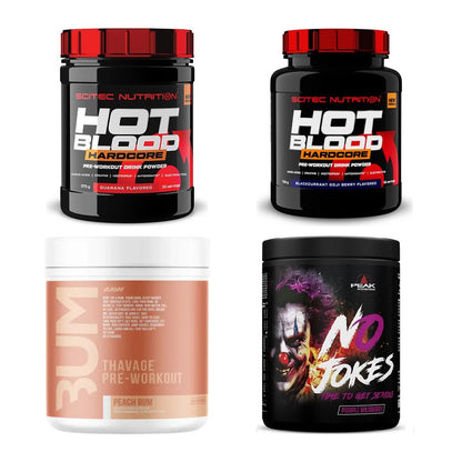 Booster-Probierset: Scitec Hot Blood Hardcore + 3 weitere – alle enthaltenen Artikel