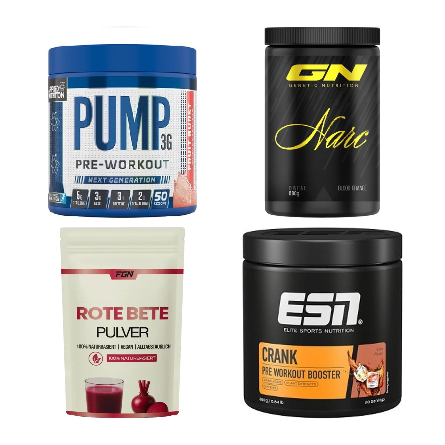 Booster-Probierset: Applied Nutrition Pump + GN Narc + 2 weitere – alle enthaltenen Artikel