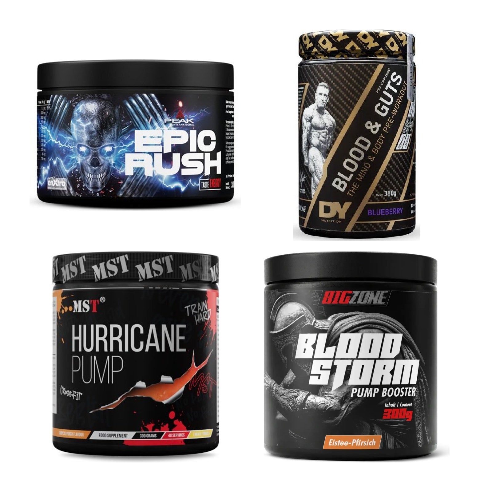 Booster-Probierset: Peak Epic Rush + DY Nutrition + 2 weitere – alle enthaltenen Artikel