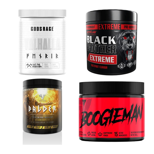 Booster-Probierset: GODSRAGE Valhalla + Activlab Black + 2 weitere – alle enthaltenen Artikel
