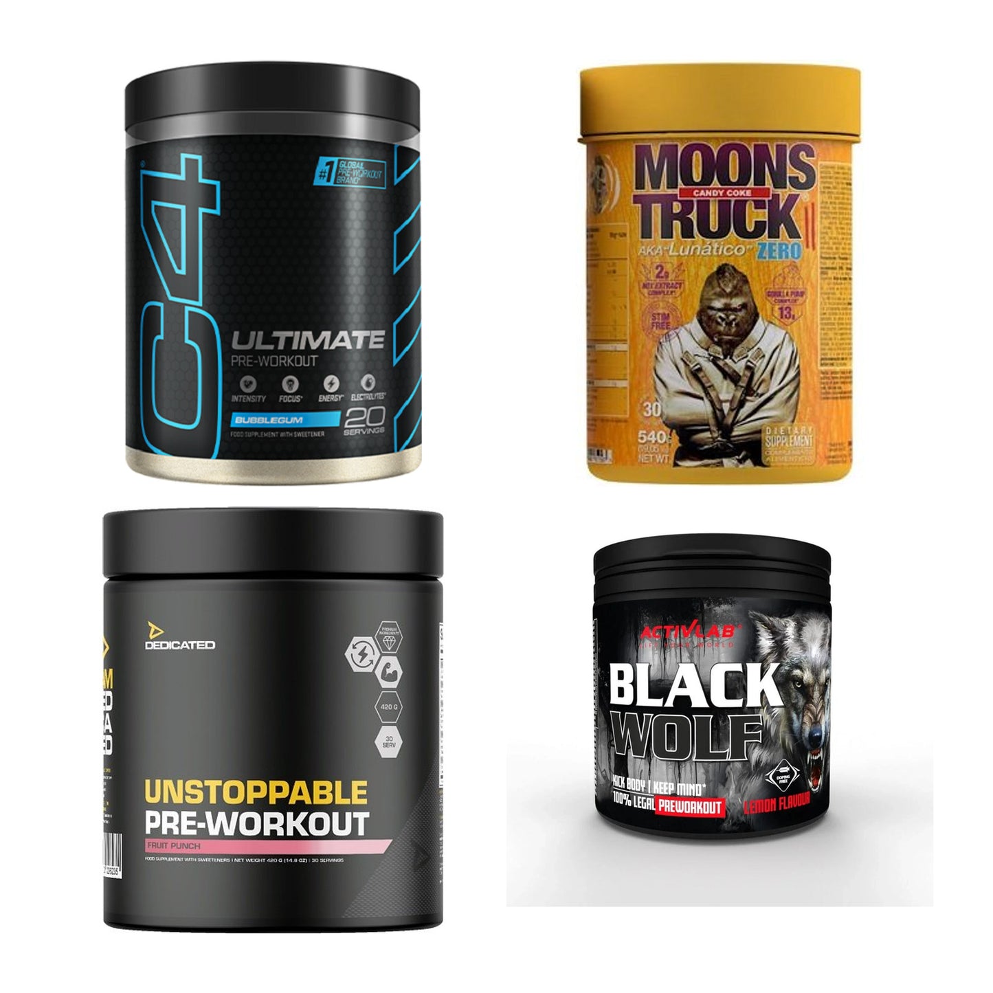 Booster-Probierset: Cellucor C4 + Zoomad Moonstruck + 2 weitere – alle enthaltenen Artikel