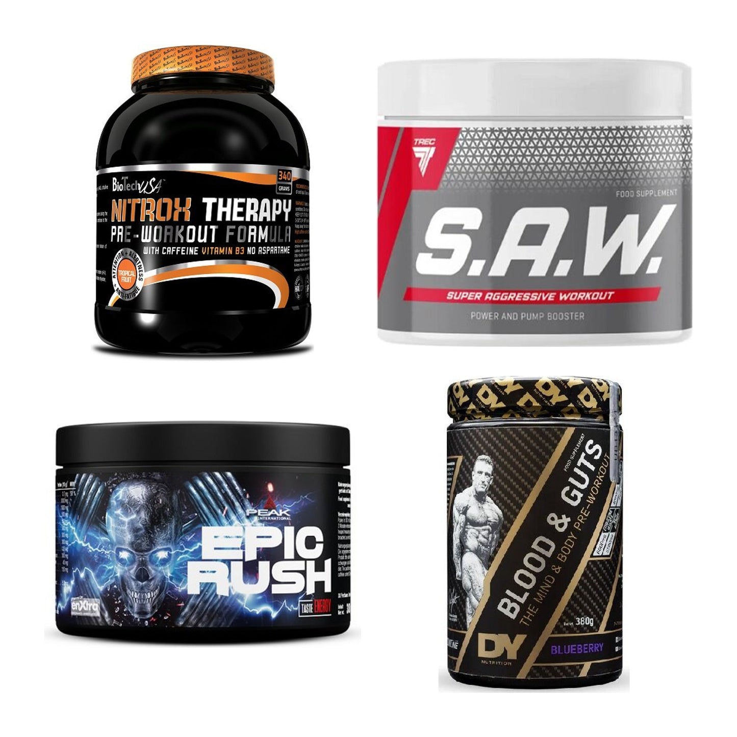 Booster-Probierset: BioTech NitroX + Trec Nutrition + 2 weitere – alle enthaltenen Artikel
